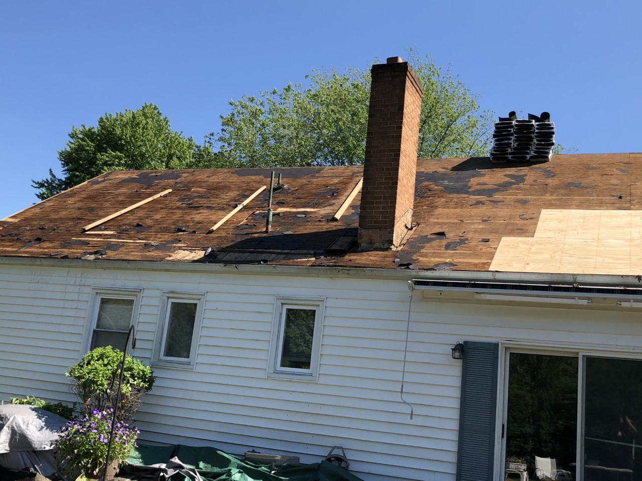 Roof sheathing in progress by fortified roofing of NJ